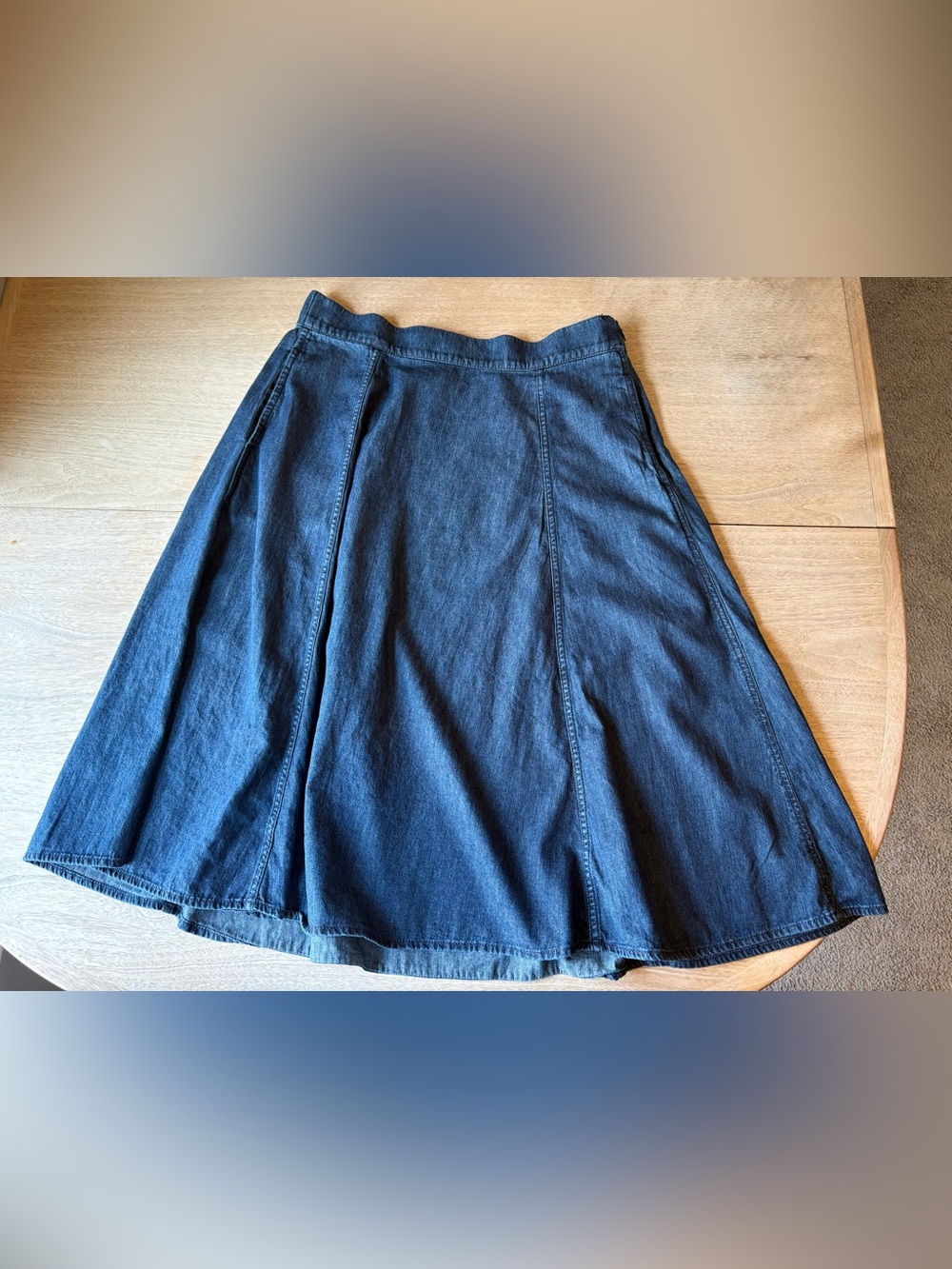 Land’s End Denim Skirt Classic Pockets Petite 100% Cotton - Picture 2 of 8